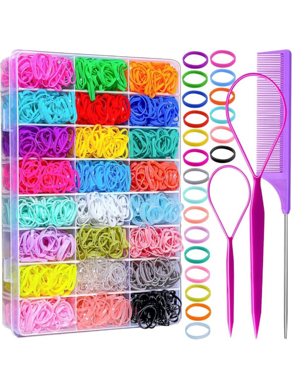 Colorful Elastic Hair Bands for Toddlers & Teens - Mini Rubber Hair Ties Set